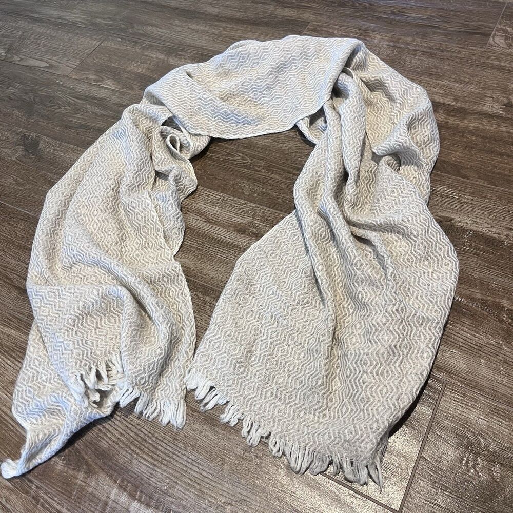 100% Exclusive Cashmere Scarf Wrap Shaw One Size Brown Creme Hand Made in Nepal